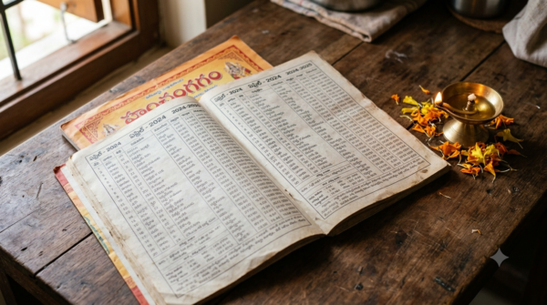 Butte Veerabhadra Panchangam Telugu Gantala almanac open on daily tithi tables
