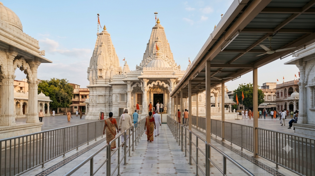 Devotees in the queue for Gajanan Maharaj Temple Darshan at Shegaon