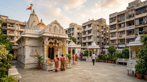 Gokuldham temple darshan at the marble Krishna Vatika shrine, Goregaon East, Mumbai