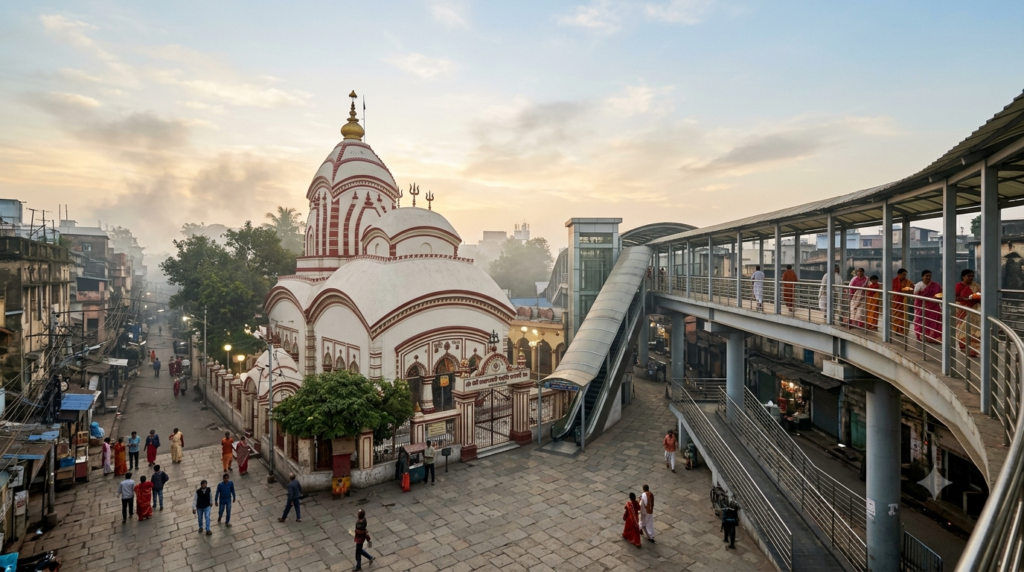 Kalighat Temple Darshan Guide – Kali Temple shikhara and courtyard in Kolkata, West Bengal
