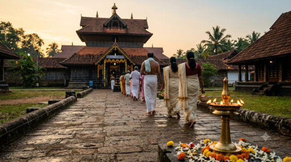 Vadakkunnathan Temple Darshan Timings — early morning pilgrims at the Thrissur Shiva shrine