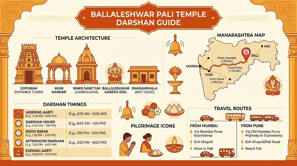 Ballaleshwar Pali Darshan temple guide infographic