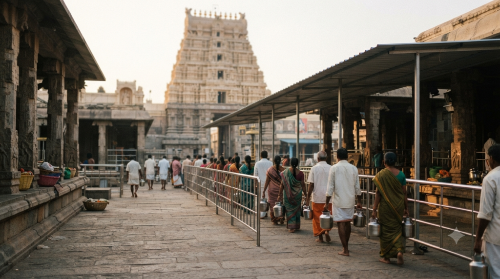Kanipakam Temple Palabhishekam milk offering and seva queue
