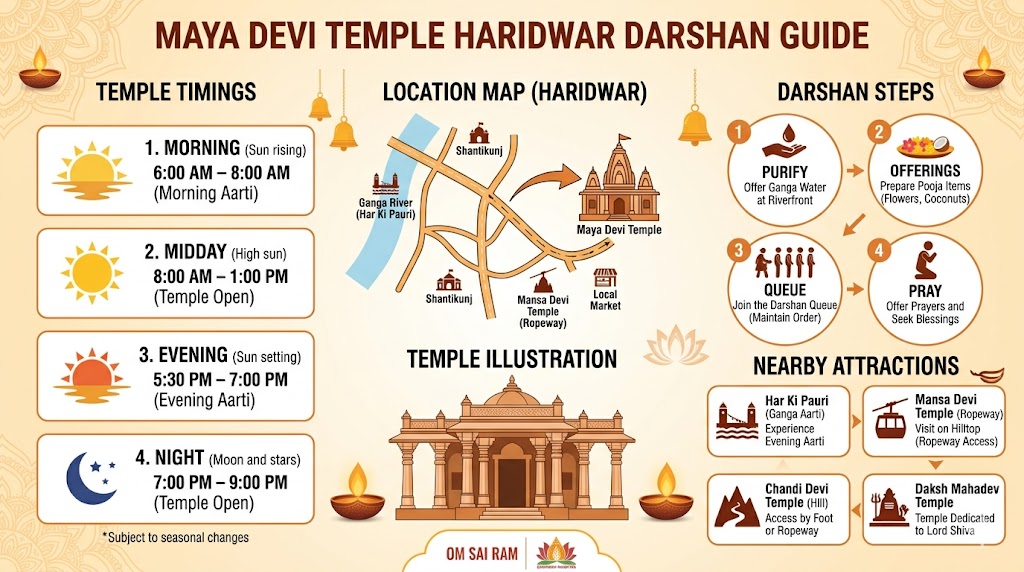 Maya Devi Temple Haridwar darshan guide infographic