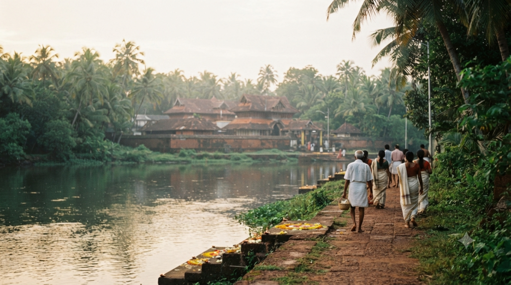 Parassinikadavu Muthappan Temple riverside darshan and Theyyam atmosphere