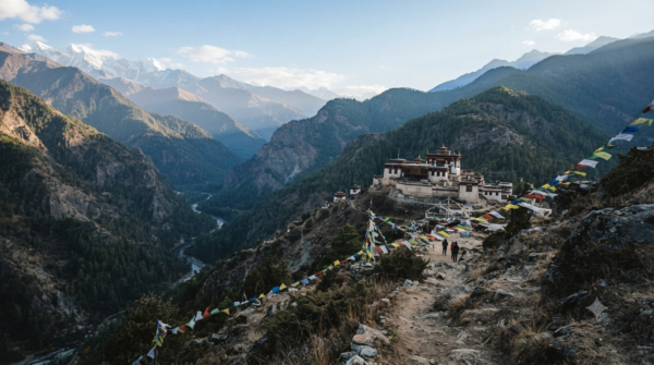 Tawang Monastery Arunachal Pradesh overlooking the Himalayan valley