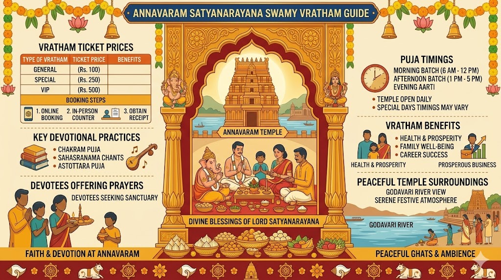 Annavaram Temple vratham ticket price booking timings guide