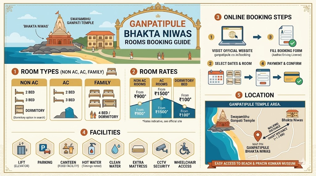 Ganpatipule Bhakta Niwas rooms accommodation near temple