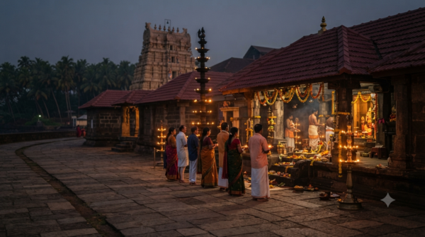 Ganpatipule Temple Aarti Timings with devotees near the temple during aarti