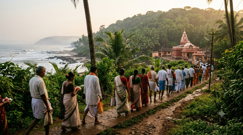 Ganpatipule Temple Special Darshan visitor queue and morning temple approach