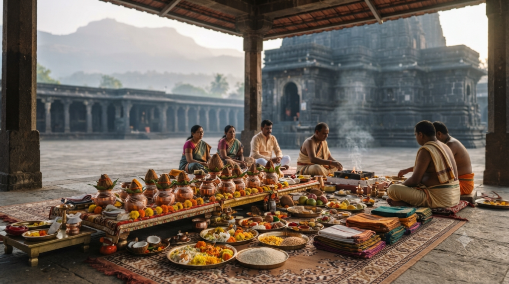 Kaal Sarp Puja in Trimbakeshwar ritual preparation in Trimbak temple town