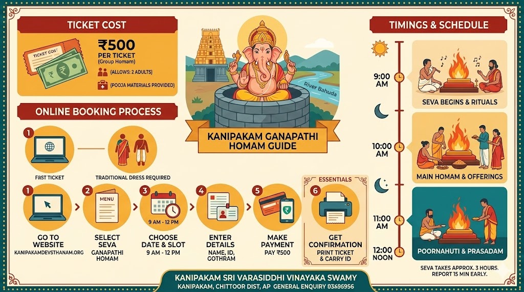 Kanipakam Ganapathi Homam timings ticket cost and booking guide