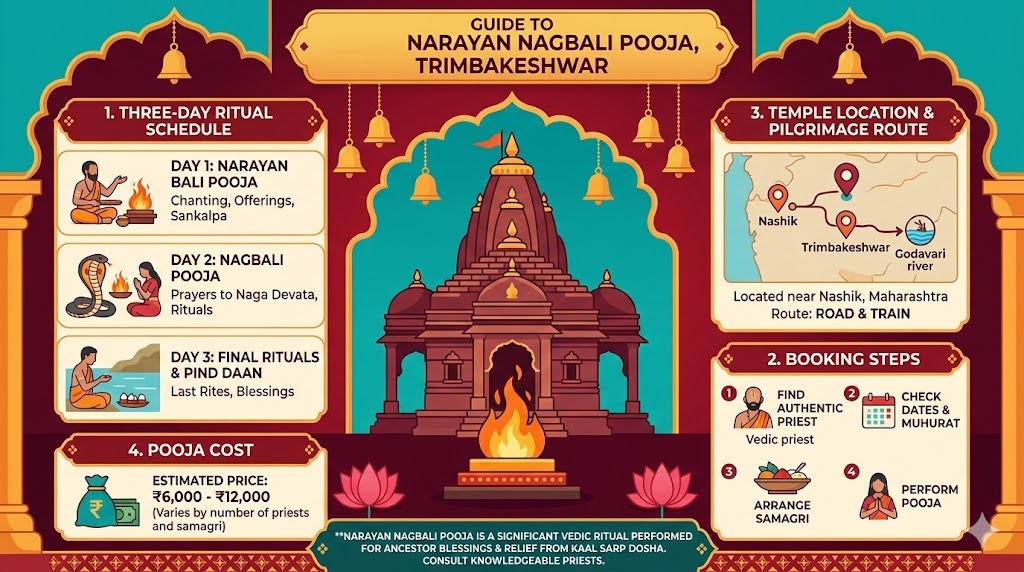Narayan Nagbali Pooja Trimbakeshwar cost booking and timings infographic