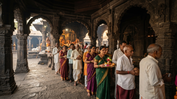 Tuljapur Bhavani Abhishek Pass and puja queue at the temple