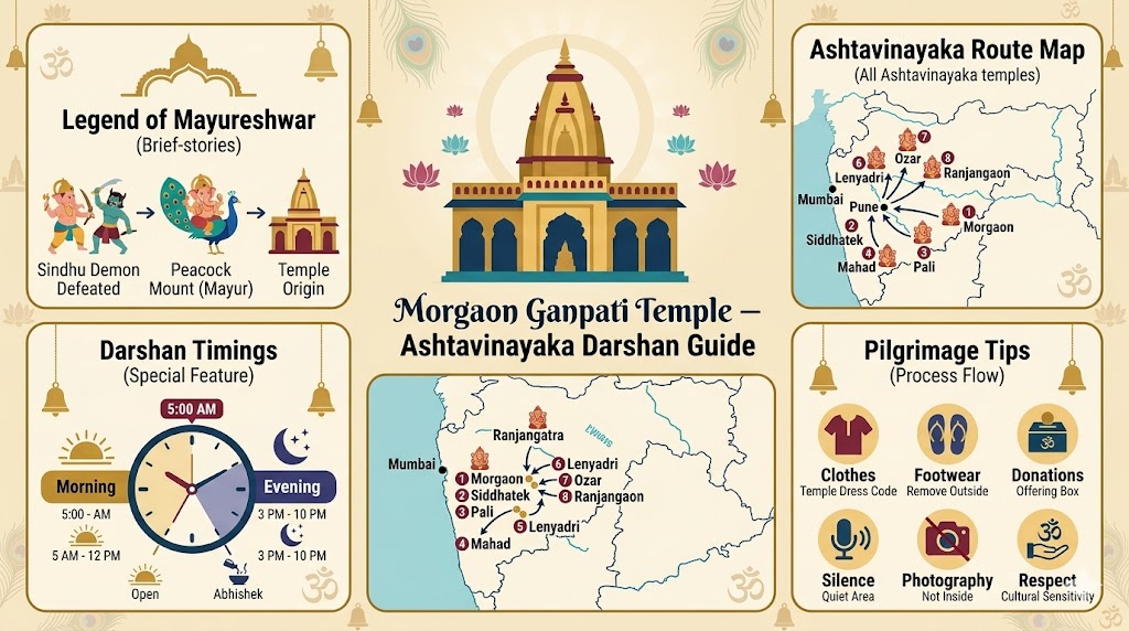 Morgaon Ganpati Temple Ashtavinayaka pilgrimage guide infographic