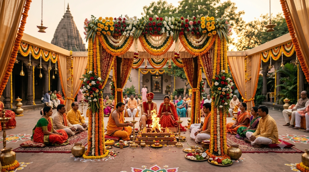 Mahakaleshwar Temple wedding guide showing a traditional Hindu wedding ceremony in Ujjain