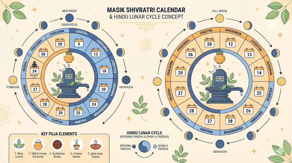 Masik Shivratri dates monthly calendar and Shiva puja guide