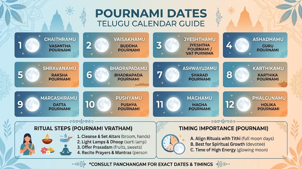 Pournami dates Telugu calendar full moon timings India