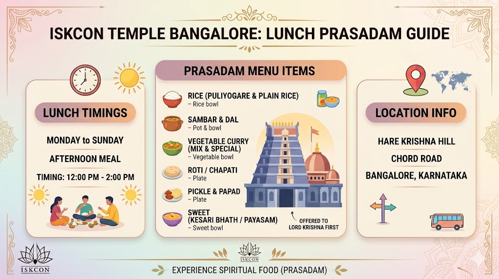 ISKCON Temple Bangalore lunch timings prasadam menu