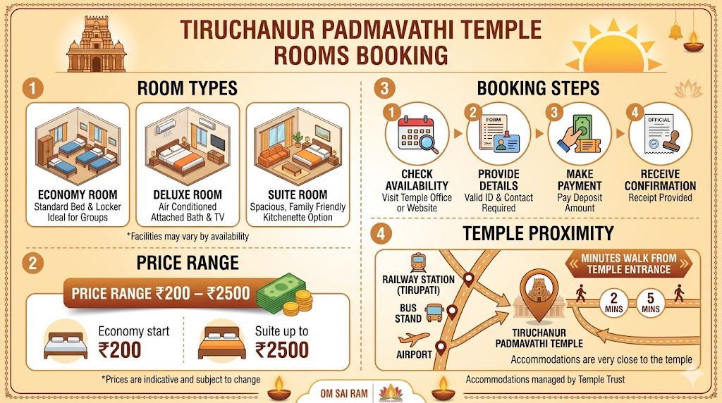 Tiruchanur Padmavathi Temple rooms booking guide