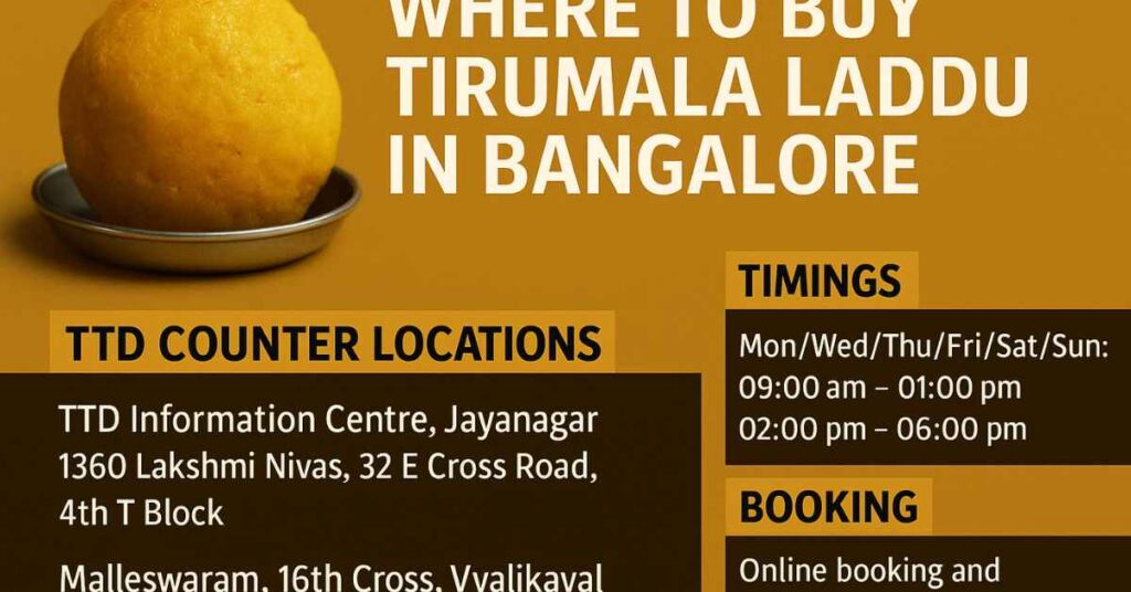 Tirumala Laddu Bangalore TTD Counter Locations and Timings