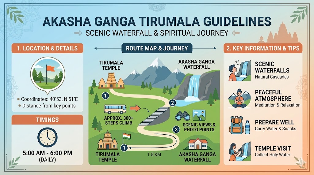 Akasha Ganga Tirumala timings route location guide