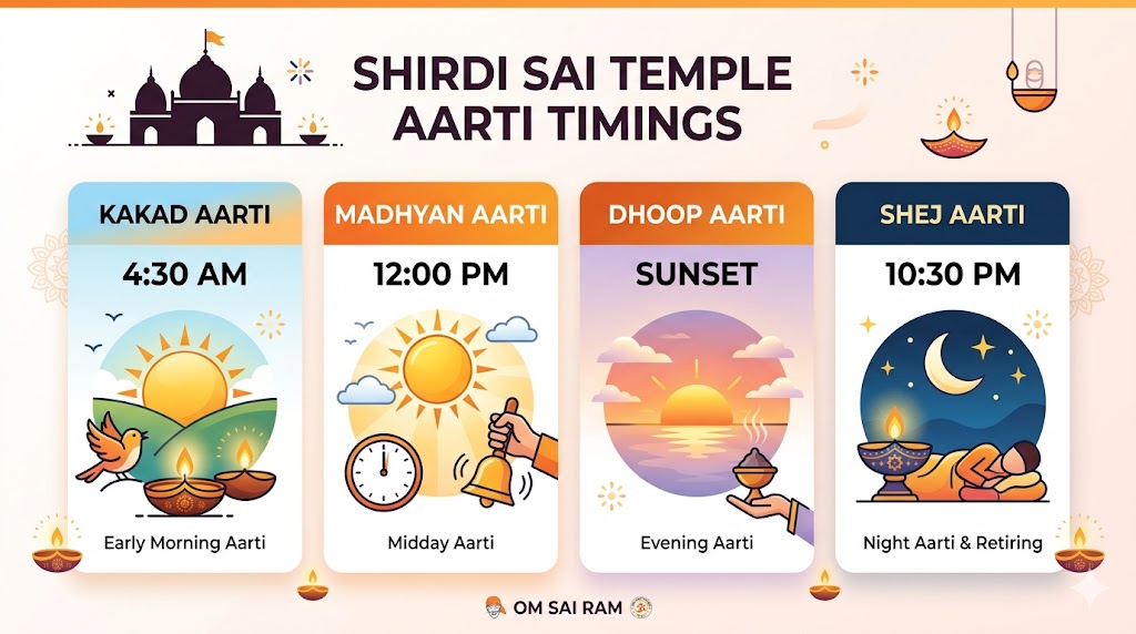 Shirdi Sai Temple Aarti Timings infographic schedule