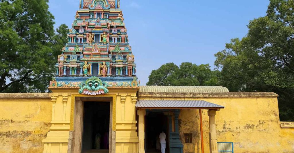 Narayanavanam Sorakayala Swamy Temple gopuram and entrance in natural daylight
