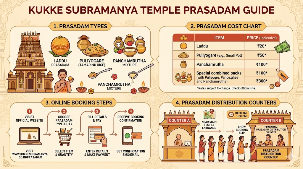 Kukke Subramanya temple prasadam cost and booking guide