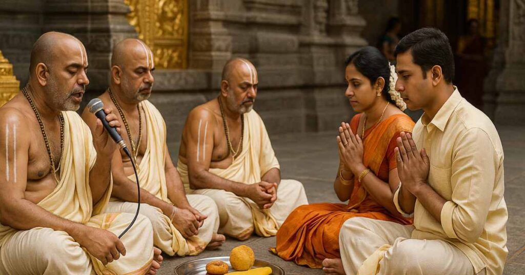 TTD Arjitha Seva online booking page showing Veda Ashirvachanam service