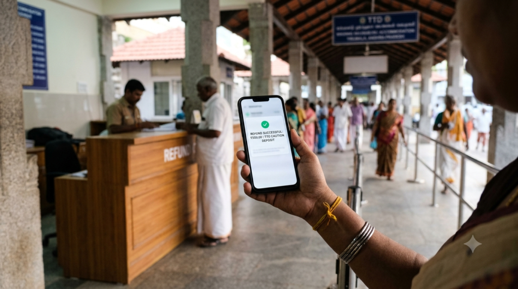 TTD caution deposit refund status after Tirumala room checkout
