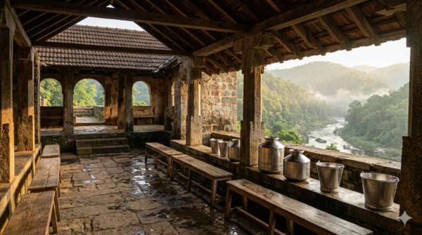 Kukke Subramanya tonsure hall at Kalyanakatta near Kumaradhara River