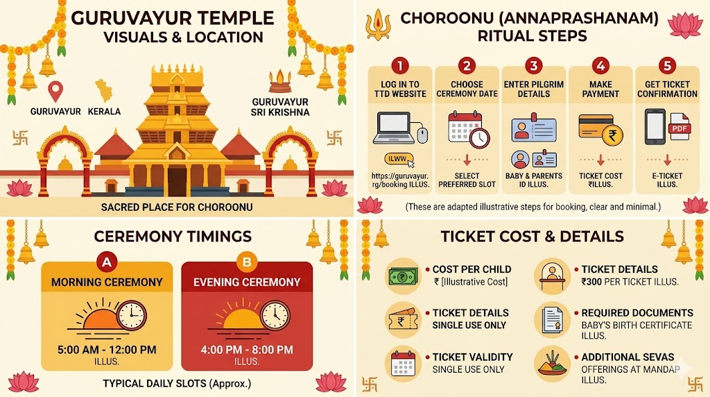 Guruvayur Temple Choroonu timings and ceremony infographic