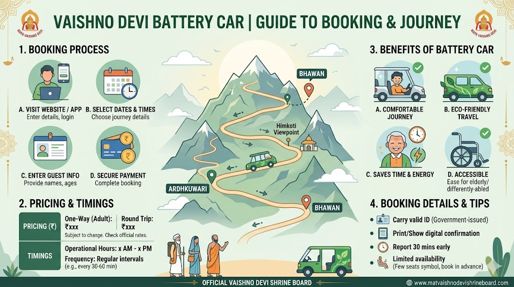 Vaishno Devi battery car booking infographic