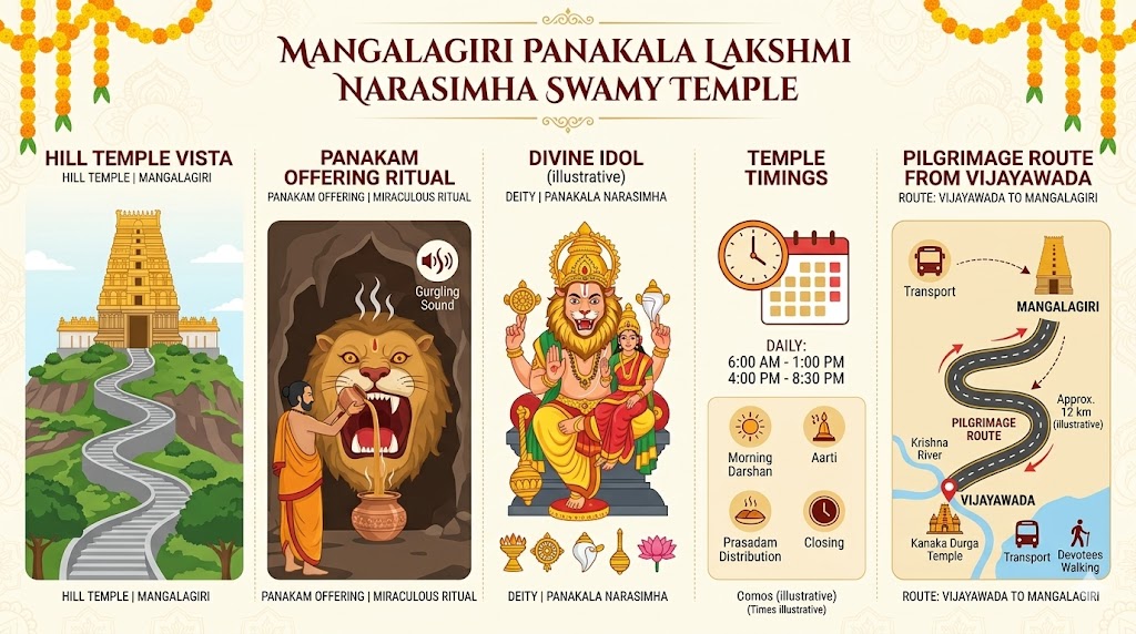 Mangalagiri Panakala Lakshmi Narasimha Swamy Temple guide infographic