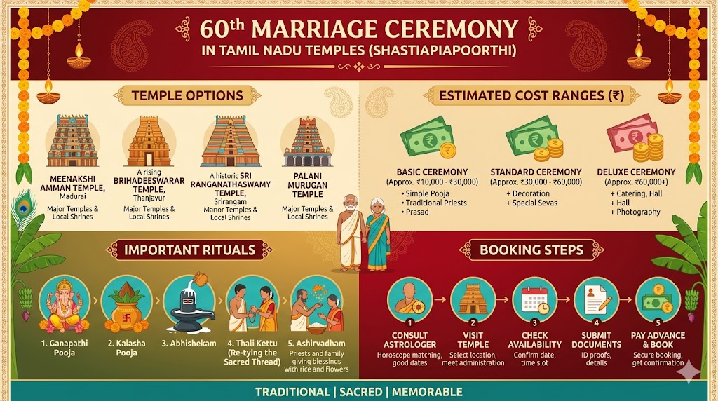 60th marriage ceremony in Tamil Nadu temples infographic guide