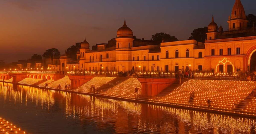 Ayodhya Deepotsav 2025 diyas at Ram ki Paidi on Saryu ghats