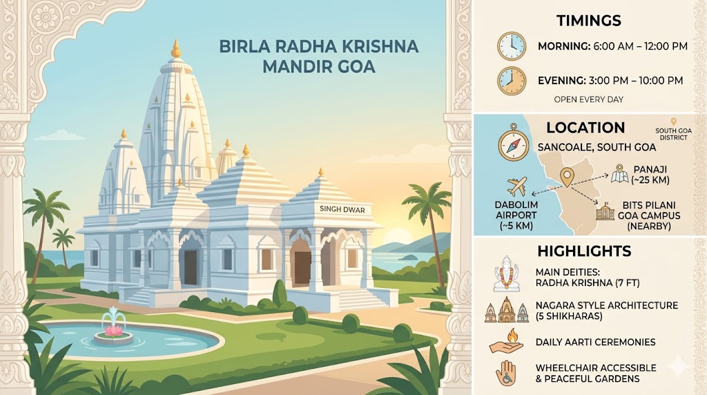 Birla Radha Krishna Mandir Goa temple exterior view