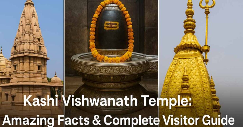 “Kashi Vishwanath Temple in Varanasi showing gold dome, Shiva Lingam, and temple spire – Hindu pilgrimage site in Uttar Pradesh”