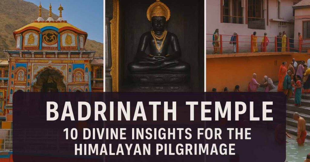 Badrinath Temple in the Himalayas — Devotees bathing at Tapt Kund near Lord Vishnu’s sacred shrine in Uttarakhand.