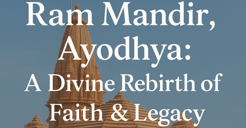 Ram Mandir Ayodhya temple architecture with sandstone carvings and blue sky