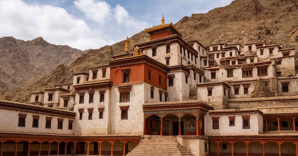 Hemis Monastery in Ladakh – ancient Drukpa Buddhist monastery with Himalayan mountains in background