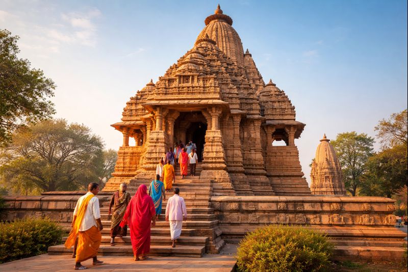 Devi Jagadambi Temple Darshan travel scene at Khajuraho