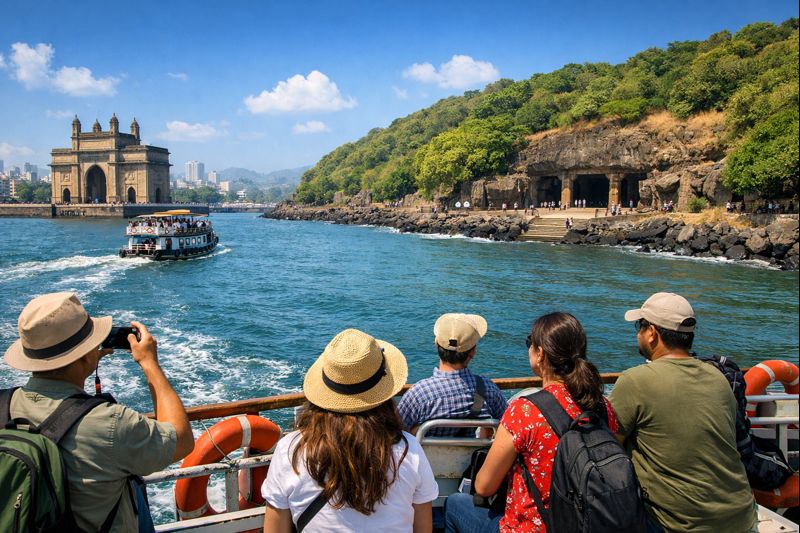 Elephanta Caves Visiting scenic ferry and rock-cut temples.