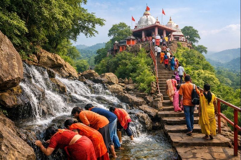 Panchalingeshwar Temple Darshan scenic hilltop and stream