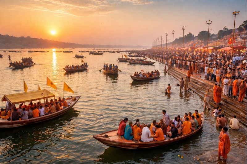 Triveni Sangam Allahabad Travel sunrise scene