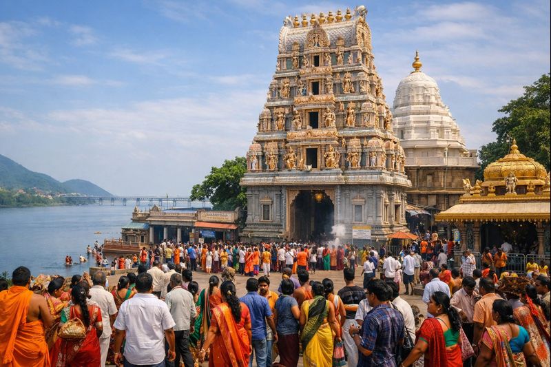 Amaravati Temple Guntur Darshan with devotees at Sri Amareswara Swamy Temple