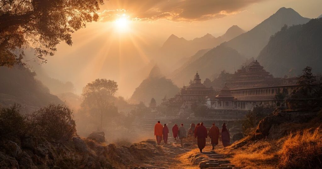 Ardha Badri Darshan Timings guide with temple view and pilgrims