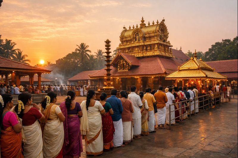 Attukal Bhagavathy Temple Darshan at sunrise with devotees