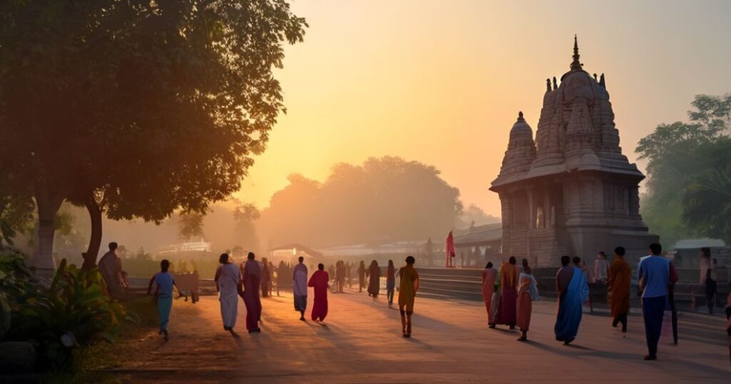 Ettumanoor Mahadevar Darshan Temple exterior with devotees
